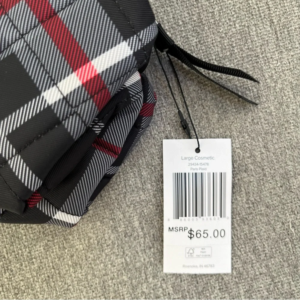 Vera Bradley NWT Large Cosmetic Bag in Paris Plaid Holiday Gift Travel